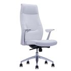 Fauteuil de Direction Ergonomique Synchrone Waytex en Simili cuir Blanc avec Appui-tête intégré Pied et Accoudoirs aluminium