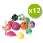 Jouets pour chat - ZOLUX - Lot de 12 balles colorées - Plastique, Tissu, Corde - Pour chats d'intérieur