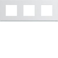 Plaque de finition 3 postes horizontale Gallery - Entraxe 71mm - Blanc Pure - WXP0013 - Hager