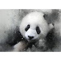 Papier Peint Panoramique 3D Intissé Tapisserie Peinture D'Art De Panda Noir Et Blanc Vintage Muraux Tableau Mural Poster 350x250cm