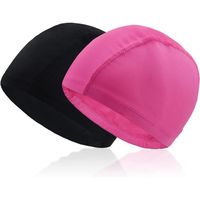 Bonnet Piscine,bonnet de bain adulte enfant,bonnet de bain polyester,pour Enfant Adulte Fille Garcon Hommes Femmes(Noir/rose)