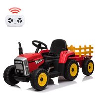 Tracteur Electrique Pour Enfants - BALOVEBY - Phare 7 LED - Vitesse 2+1 - MP3 - Ceinture de Sécurité - Rouge
