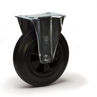 Roulette caoutchouc noir fixe diamètre 125 mm fixation à platine