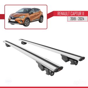 BARRES DE TOIT Compatible avec Renault Captur II 2019-2024 HOOK Barres de Toit Railing Porte-Bagages de voiture Avec verrouillable Alu GRIS
