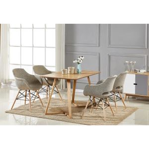Table A Manger Effet Chene Dallas 4 Chaises Marron En Tissu