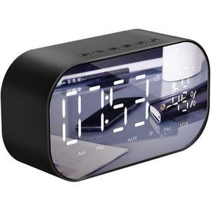 SANON Radio-R/éveil Radio FM sans Fil Portable avec Miroir de Charge USB Haut-Parleur de Basse