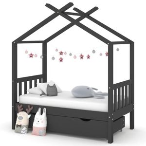 STRUCTURE DE LIT Liya Cadre de lit d'enfant avec un tiroir Gris fon
