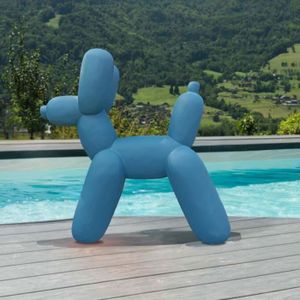 STATUE - STATUETTE Statue jardin chien ballon bleu 100 cm