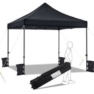 TONNELLE - BARNUM Yaheetech Tonnelle 3x3m Pliante Imperméable Anti-UV Tente Pavillon Pop-up Portable Gazebo Sac de Transport à Roulette Noir