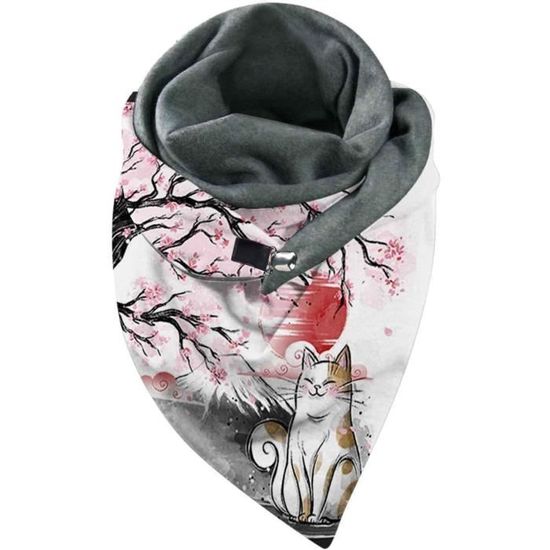 Écharpe Triangle Femme – Polyester Doux, Motif à Carreaux, Avec Bouton – Décontractée, Pour Toutes Saisons