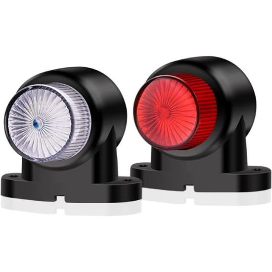 Lot De 2 Feux De Gabarit Latéraux LED - Blanc/Rouge - Étanches 12V/24V Pour Camion/Remorque