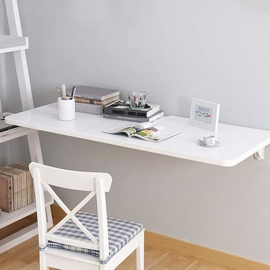 Table pliable de cuisine en bois - Construction robuste - Peinture de surface de piano - Blanc