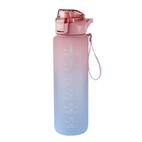 HoneyHolly Gourde 500ml Avec Paille - Bouteille D'Eau Sans BPA, Marqueur Temps Motivation, Étanche Pour Sport Gym École