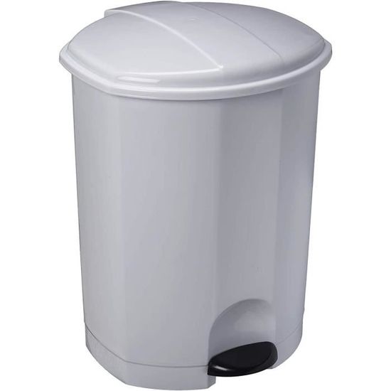 Poubelle à Pédale Keeeper Tjark 11L Blanc - Design Rotin Plastique - Pour Cuisine/bureau