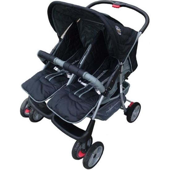 Poussette double twin noir Deluxe Tandem Cdiscount Pu riculture