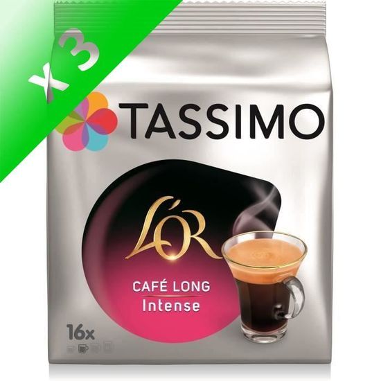 Lot de 3 Tassimo L'Or Café Long Intense Café en Dosettes