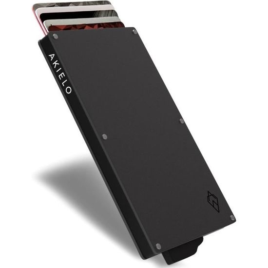Porte-cartes En Métal, Portefeuille Ultra Fin En Acier Inoxydable Porte Cartes De Credit Bloquant Les Rfid Noir~p78098701