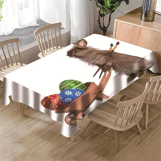 Morbuy Nappe Rectangulaire Pâques Imperméable 140x260 Cm – Motif Œufs Fleurs Herbe & Nid D’Oiseau, Anti-Taches Pour Table Printemps, Jardin, Pique-Nique & Fêtes