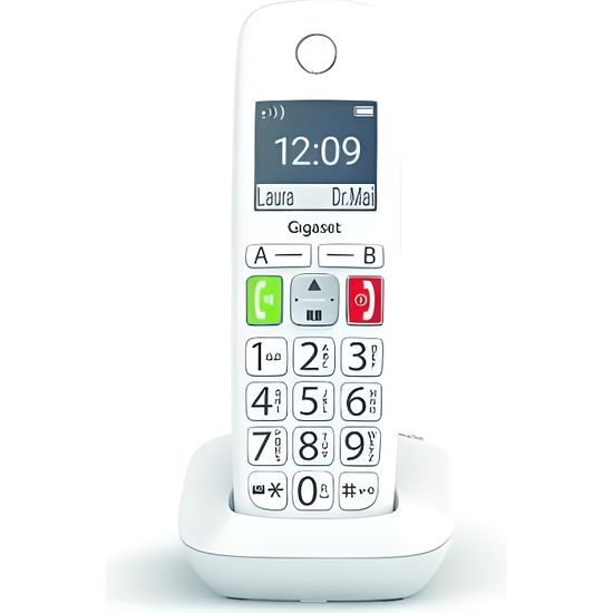 Téléphone Fixe GIGASET E290 Blanc - Grand écran et touches larges - Mode Audio Boost - Répertoire 150 contacts