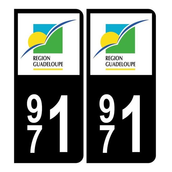 HADEXIA Autocollant Plaque D'immatriculation 971 Guadeloupe Noir