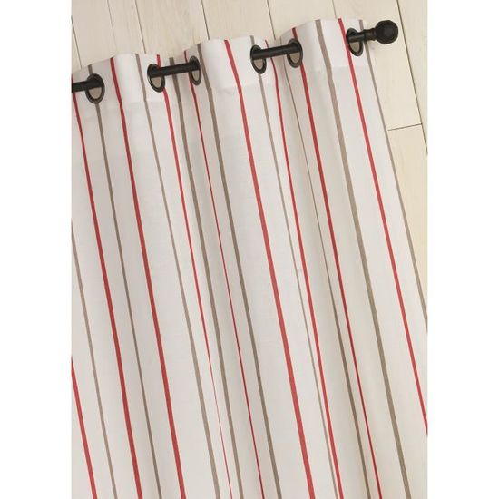 Rideau rayures bicolores Piment 150 x 280 cm - Cdiscount Maison