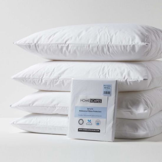 Protège Oreiller Imperméable Komfortec 50x50cm Lot De 2 - Housses Blanches Respirantes, Anti-acariens Et Hypoallergéniques