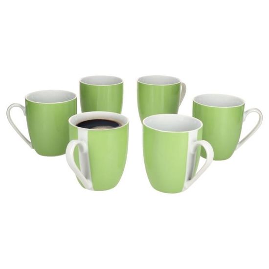 MamboCat Service à café 18 pièces Vaisselle en porcelaine blanche Décor floral Pour 6 personnes 6 tasses de 170 ml, soucoupes et assiettes