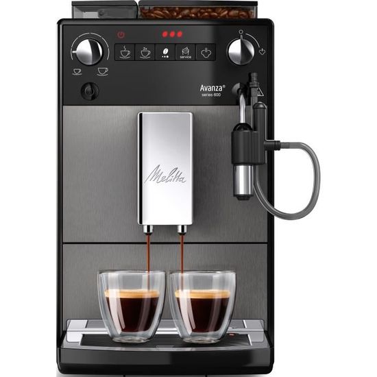 Machine à café - MELITTA - Avanza F270-100 - Réservoir d'eau 1,5 L - Réservoir à grains 250 g - 1450 W - Gris titanium