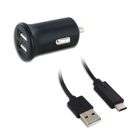 Chargeur allume-cigares 2 USB-A 2.4 A - noir