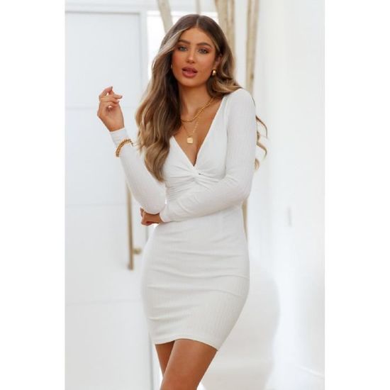 Robe moulante blanche manche longue outlet