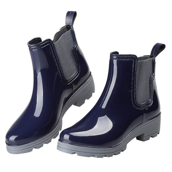 Bottes De Pluie Courtes Femme – Caoutchouc Imperméable Antidérapant – Chelsea Bottines Wellington Jardin Pluie