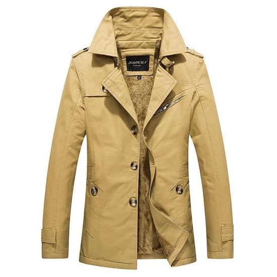 Trench Homme Mode Noir Marque Luxe De plus velours pais Pour
