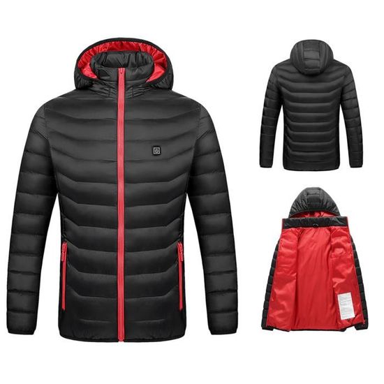2023 Manteau Chauffante Homme à Capuche Veste Chauffante Veste Chaude Avec 19 Niveaux De Chauffage,Interface USB,Hommes Femmes Hiver Veste Chauffant Vêtements Chauffant Hiver Chaud Léger Manteau