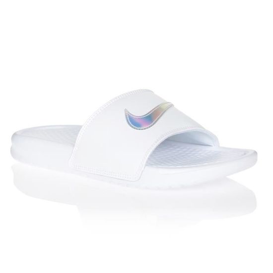 NIKE Claquettes Benassi JDI IR Blanc Femme Achat Vente NIKE Claquettes Benassi JDI IR Blanc Femme pas cher Cdiscount