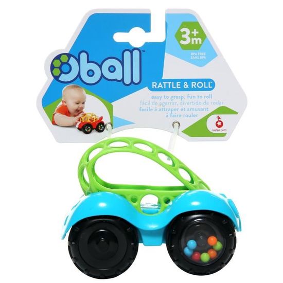 Jouet - OBALL - Petite Voiture Rattle & Roll™ - Utilise la force de bébé - Matériau souple et flexible Oball™