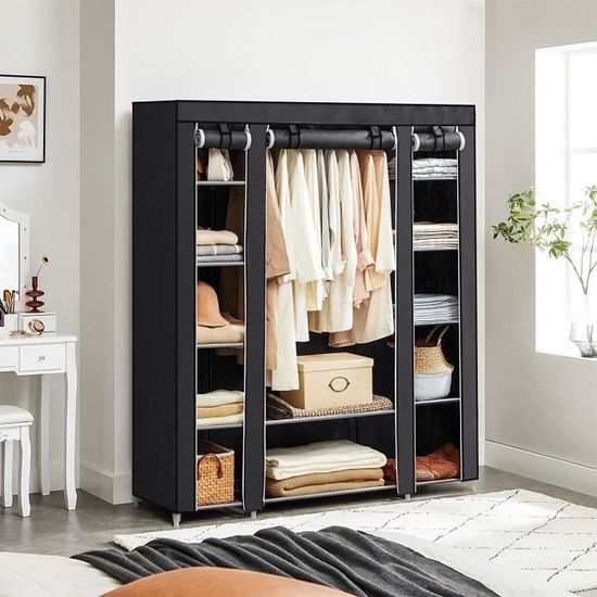 Songmics Xxl Armoire De Rangement 150 X 45 X 175 Cm Meuble De Rangement Penderie Dressing En Tissu Non Tisse Noir Lsf03h Achat Vente Armoire De Chambre Songmics Xxl Armoire De Ra Cdiscount