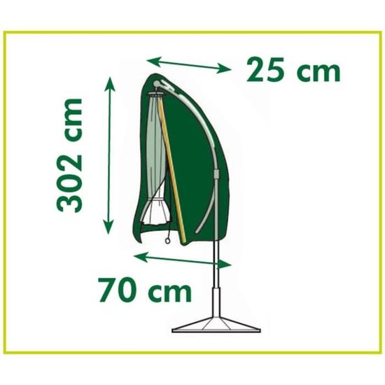 Housse De Protection Pour Parasol Déporté Kronenburg - Jusqu'à 500 Cm - Vert - Résistante Aux Intempéries