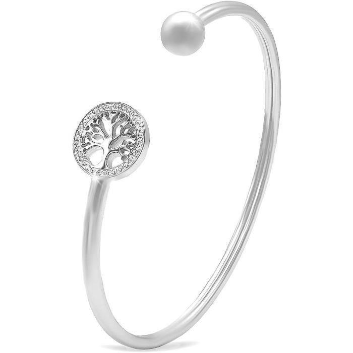 Bracelet Arbre De Vie Femme Argent Sterling 925 Avec Zirconium, Avec