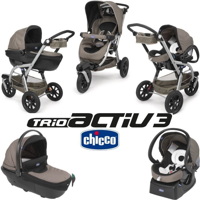 CHICCO Poussette combin e Trio Activ3 Beige 3 roues Cdiscount