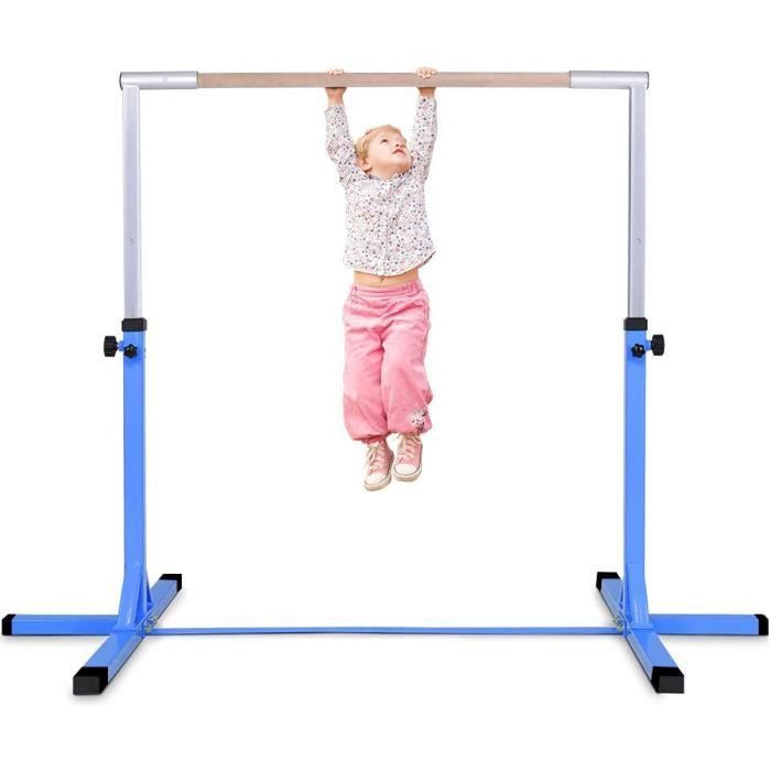DREAMADE Barre de Gymnastique pour Enfants, Gymnastique Barre en Acier, PP avec Hauteur Réglable entre 91 et 150 cm pour enfants