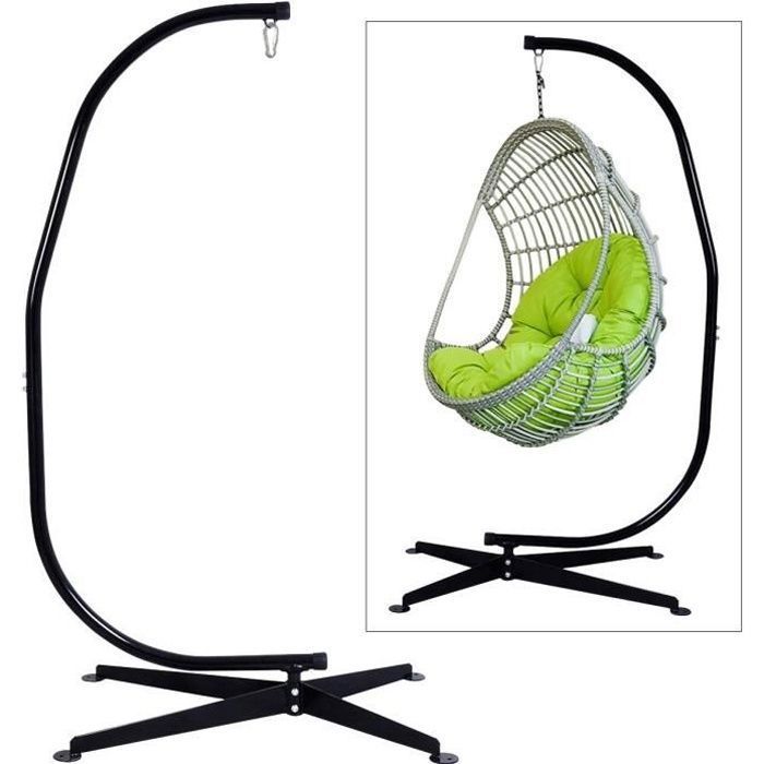 Support pour Fauteuil Suspendu Charge Max 150 KG Support Hamac en Fer pour Accrocher Balancelle et Chaises Suspendues Noir