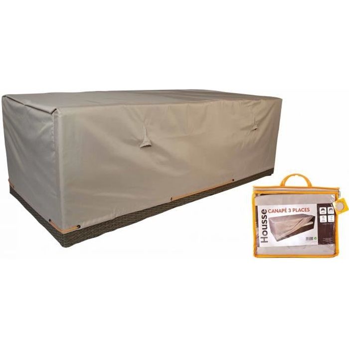 Housse de protection imperméable pour canapé salon de jardin 3 places, dimensions 205 x 75 x 60 cm