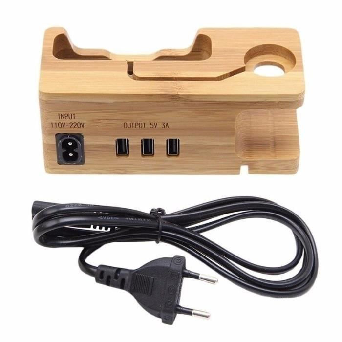 Support pour téléphone Mobile en bois support de charge Usb poreux Dock de charge universel en bambou pour téléphones -EZPTESA09845