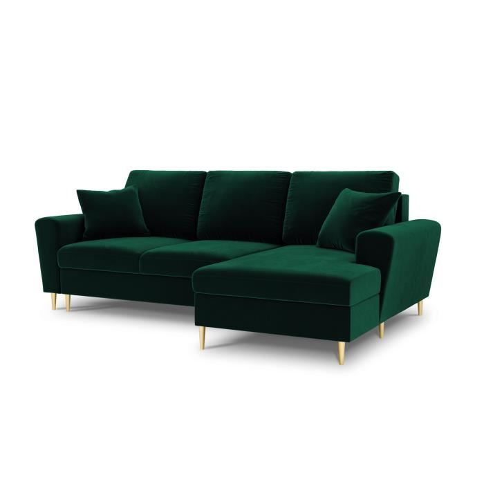 Canapé d'angle 4 places Tissu Design Vert