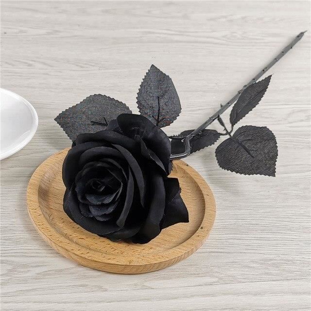 Roses artificielles noires, 50cm, fausses fleurs, 8 couleurs au choix, pour décoration de mariage, de maison, en flanell ES11941
