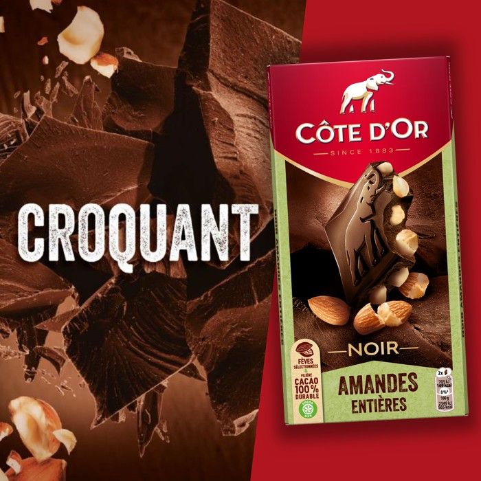COTE D'OR Chocolat noir amandes entières - 180 g