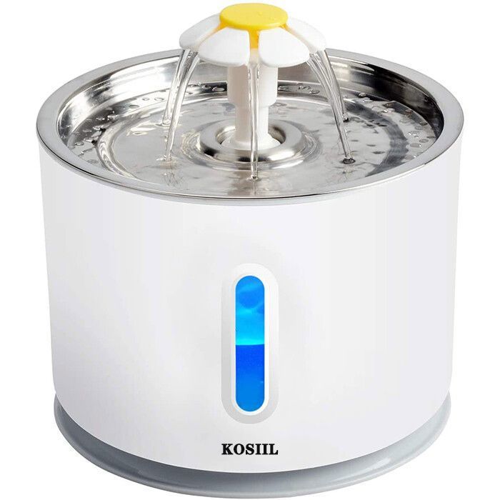 Fontaine à Eau pour animaux,de compagnie distributeur à eau arrêt auto avec filtre remplaçable électrique et silencieuse,Gris,2.4L