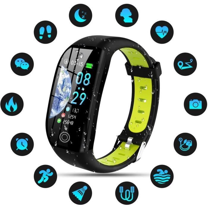 Montre Connectée Femmes Homme Enfant IP68 Etanche Bracelet Connecté Smartwatch pour iPhone Huawei Samsung Xiaomi Sony-Vert