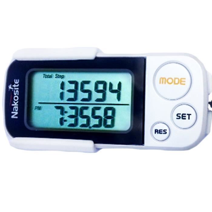 NAKOSITE Le meilleur podomètre marche 3D avec sangle et clip, Compteur de pas de