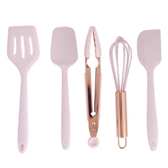 EBTOOLS Ustensiles de cuisine en silicone 5 pièces ensemble d'ustensiles de cuisine en Silicone spatule en silicone grattoir